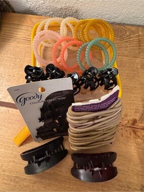 Goody Hair Accessory Bundle - Multicolor Spiral Ties & Clips